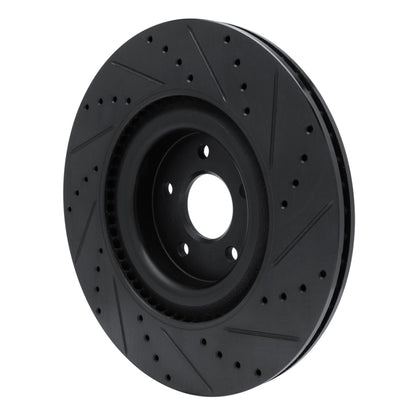 R1 Concepts R1 16-18 Ford Focus Front Left Drilled & Slotted Black Brake Rotor