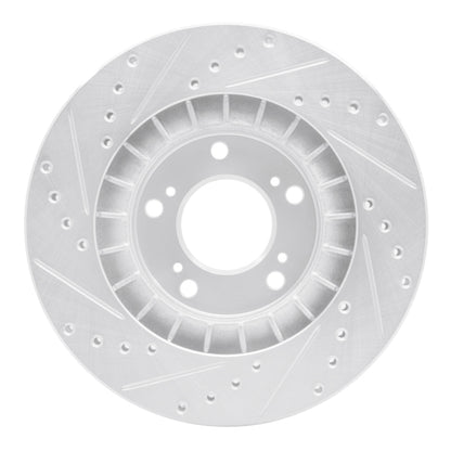R1 Concepts R1 00-09 Honda S2000 Front Right Drilled & Slotted Silver Brake Rotor
