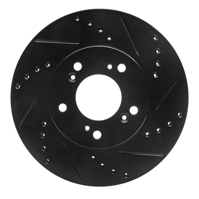 R1 Concepts R1 91-01 Acura Integra Front Right Drilled & Slotted Black Brake Rotor