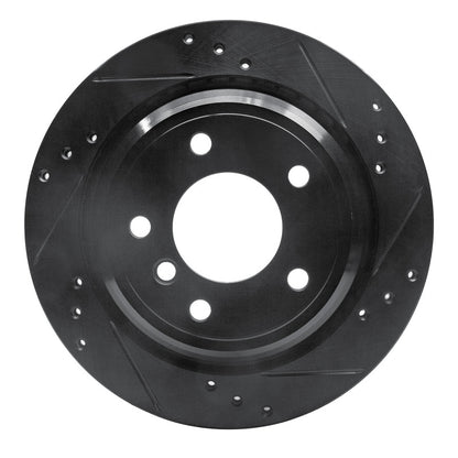 R1 Concepts R1 96-03 BMW 540I Rear Right Drilled & Slotted Black Brake Rotor