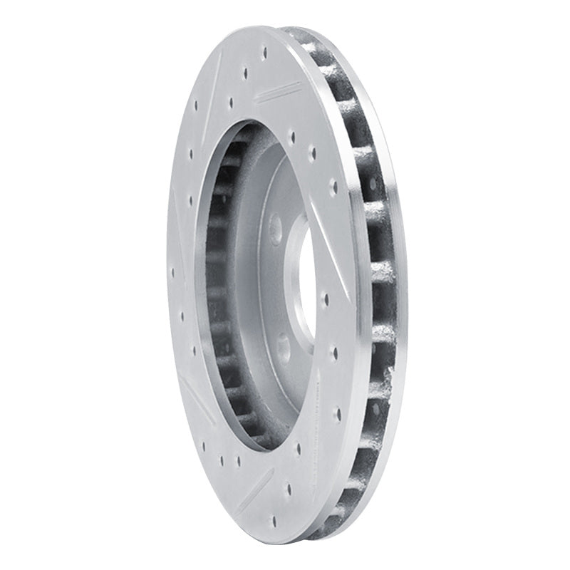 R1 Concepts R1 85-89 Dodge ARIES Front Right Drilled & Slotted Silver Brake Rotor