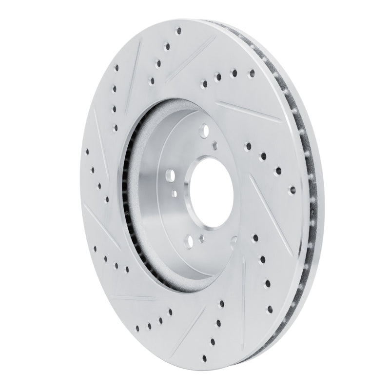 R1 Concepts R1 2013-2025 Acura ILX Front Right Drilled & Slotted Silver Brake Rotor