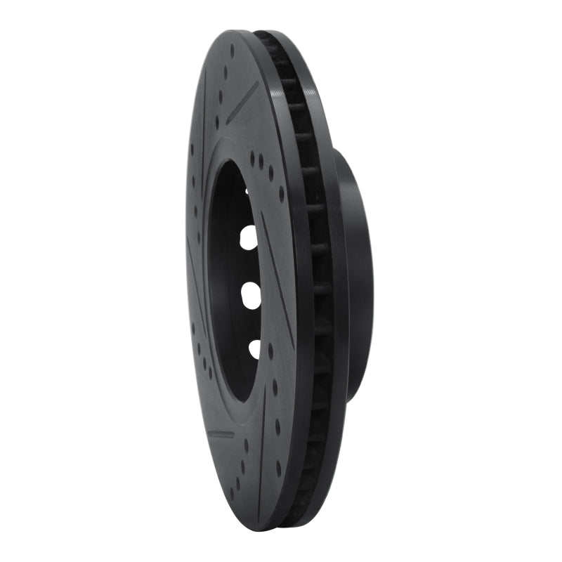 R1 Concepts R1 90-97 Audi V8 Quattro Front Right Drilled & Slotted Black Brake Rotor