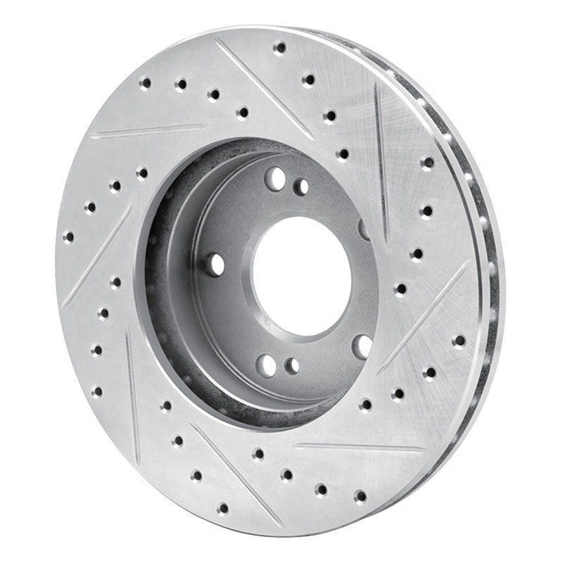 R1 Concepts R1 89-96 Nissan 300ZX Turbo Front Left Drilled & Slotted Silver Brake Rotor