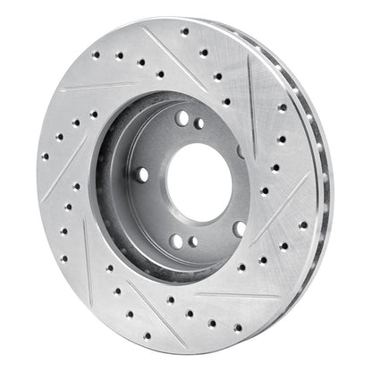 R1 Concepts R1 89-96 Nissan 300ZX Turbo Front Left Drilled & Slotted Silver Brake Rotor