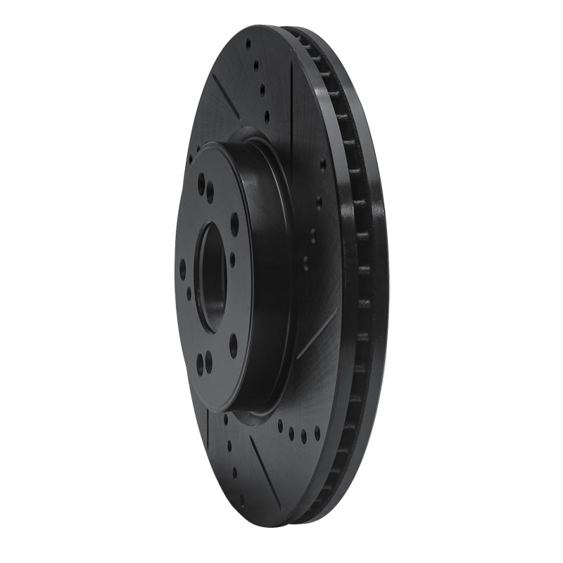 R1 Concepts R1 13-25 Honda Civic Hatchback Front Right Drilled & Slotted Black Brake Rotor