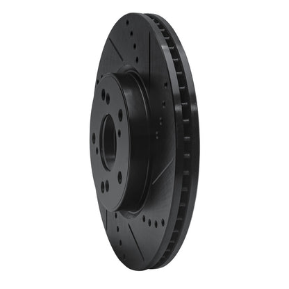 R1 Concepts R1 13-25 Honda Civic Hatchback Front Right Drilled & Slotted Black Brake Rotor
