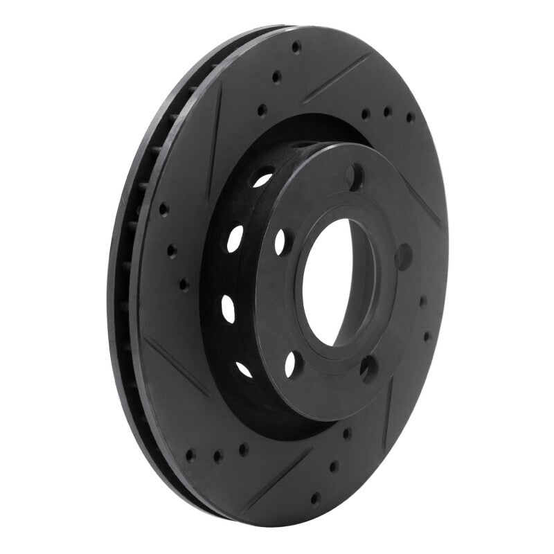 R1 Concepts R1 00-03 Audi A8 Rear Left Drilled & Slotted Black Brake Rotor