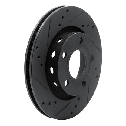 R1 Concepts R1 00-03 Audi A8 Rear Left Drilled & Slotted Black Brake Rotor
