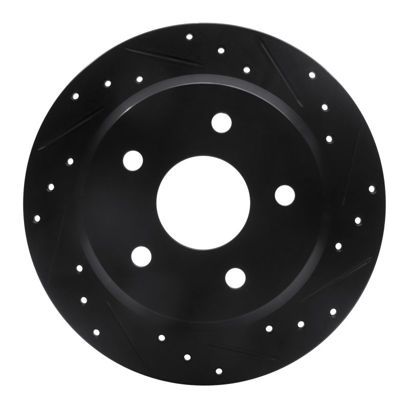 R1 Concepts R1 99-04 Jeep Grand Cherokee Rear Right Drilled & Slotted Black Brake Rotor
