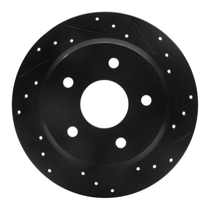 R1 Concepts R1 99-04 Jeep Grand Cherokee Rear Right Drilled & Slotted Black Brake Rotor