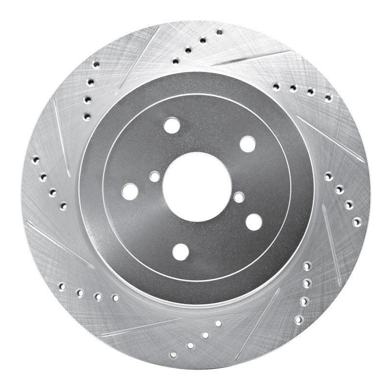 R1 Concepts R1 05-07 Subaru Impreza Rear Left Drilled & Slotted Silver Brake Rotor