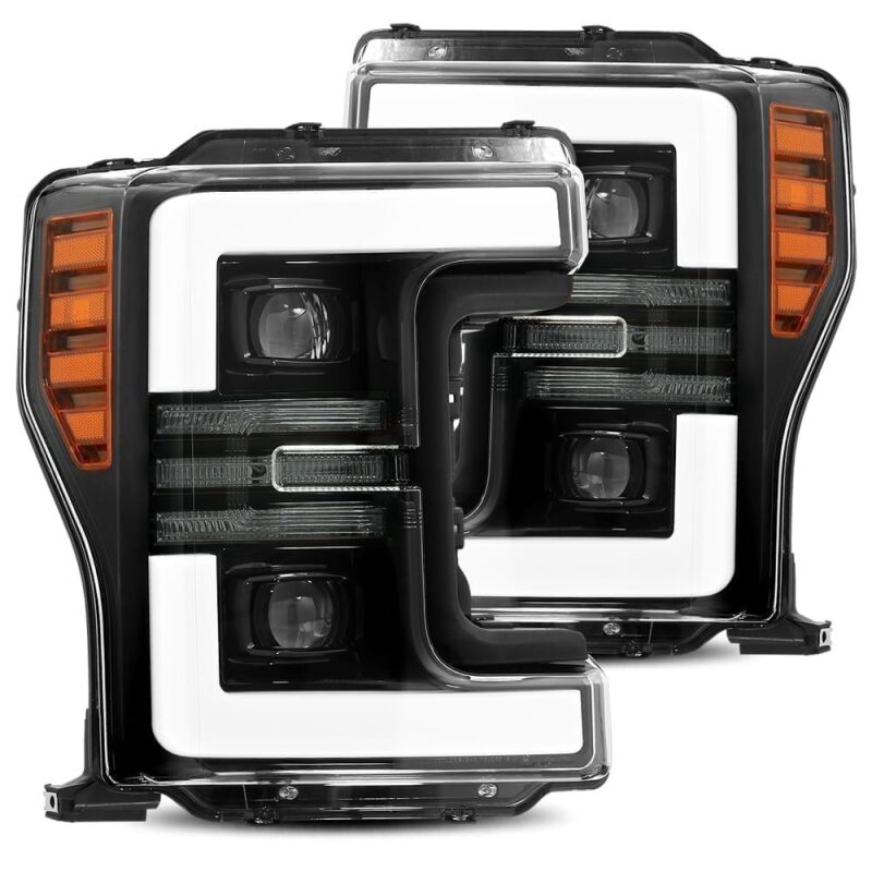 AlphaRex 17-19 Ford F-250 SD PRO-Series Proj Headlights Plank Style Black w/Activ Light/Seq Signal