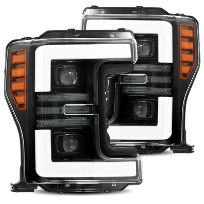 AlphaRex 17-19 Ford F-250 SD PRO-Series Proj Headlights Plank Style Black w/Activ Light/Seq Signal
