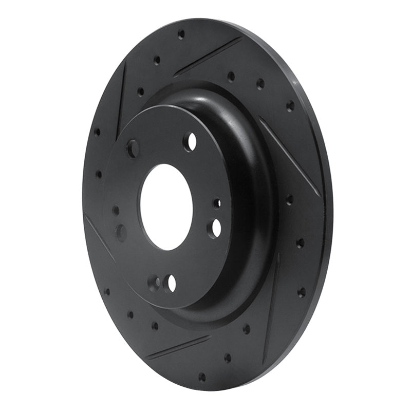R1 Concepts R1 17-20 Honda Civic Sedan Rear Left Drilled & Slotted Black Brake Rotor