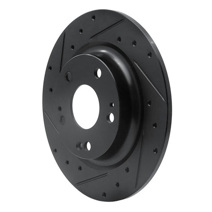 R1 Concepts R1 17-20 Honda Civic Sedan Rear Left Drilled & Slotted Black Brake Rotor