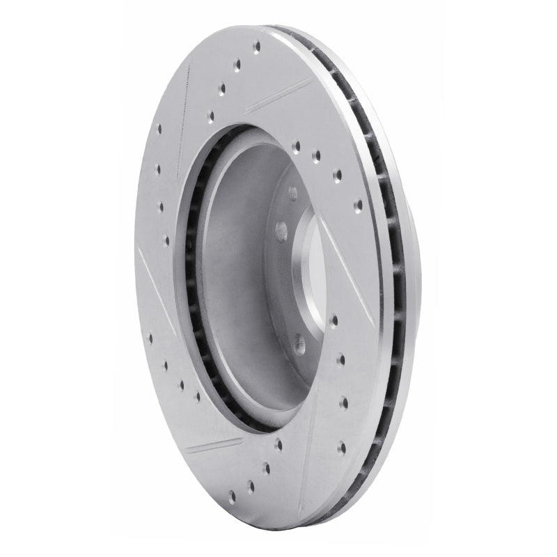 R1 Concepts R1 86-91 Mazda RX-7 Front Right Drilled & Slotted Silver Brake Rotor