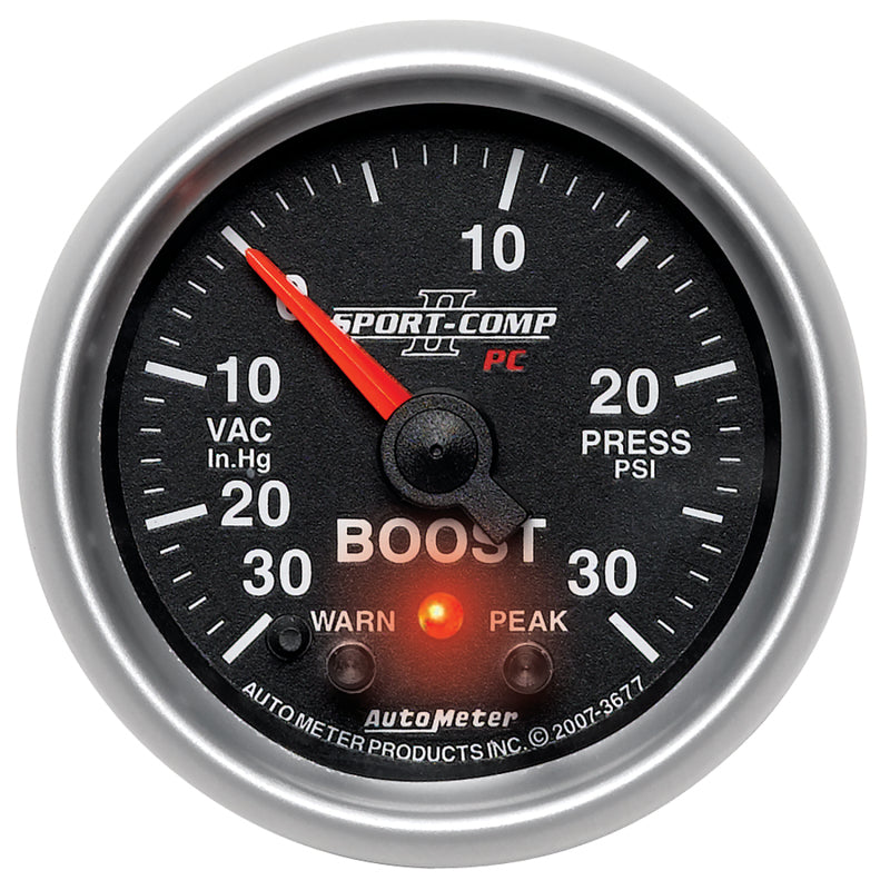 Autometer Sport-Comp II 52mm 30 IN HG / 30 PSI Electronic Boost/Vacuum Gauge