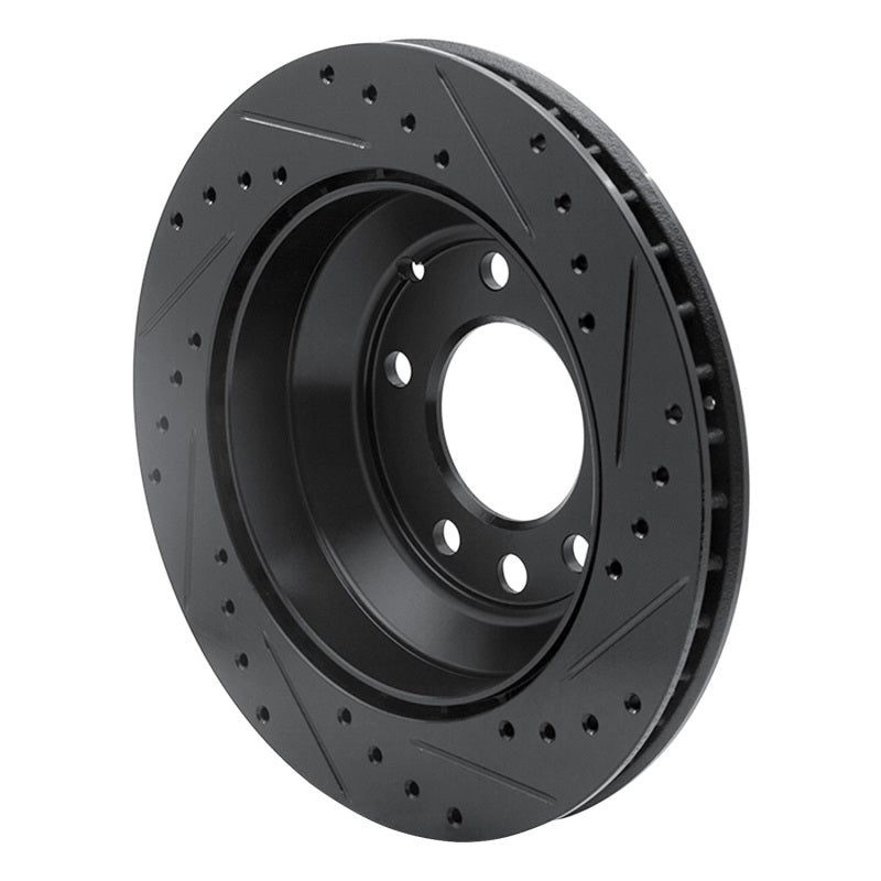 R1 Concepts R1 03-18 Audi Q7 Rear Left Drilled & Slotted Black Brake Rotor