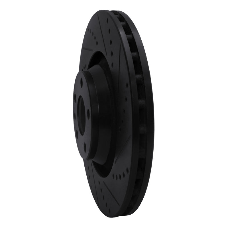 R1 Concepts R1 05-11 Audi A6 Quattro Front Right Drilled & Slotted Black Brake Rotor