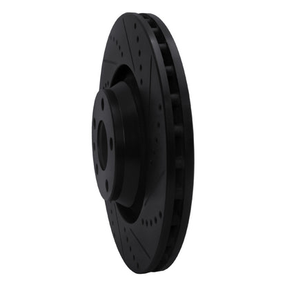 R1 Concepts R1 05-11 Audi A6 Quattro Front Right Drilled & Slotted Black Brake Rotor