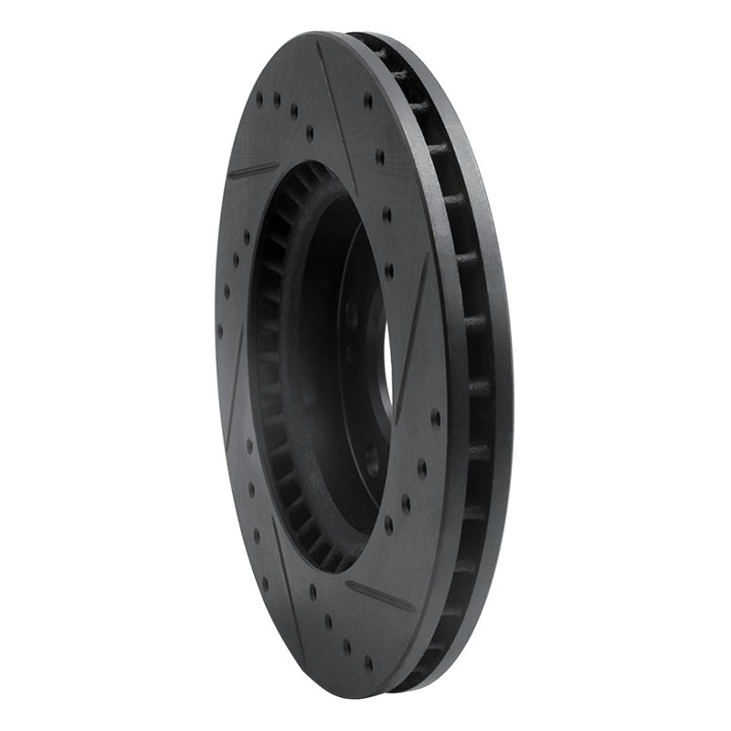 R1 Concepts R1 07-10 Hyundai Elantra Front Left Drilled & Slotted Black Brake Rotor