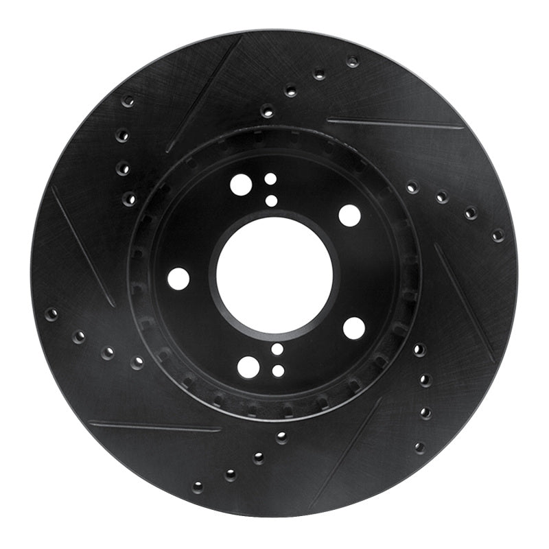 R1 Concepts R1 01-03 Hyundai XG350 Front Right Drilled & Slotted Black Brake Rotor