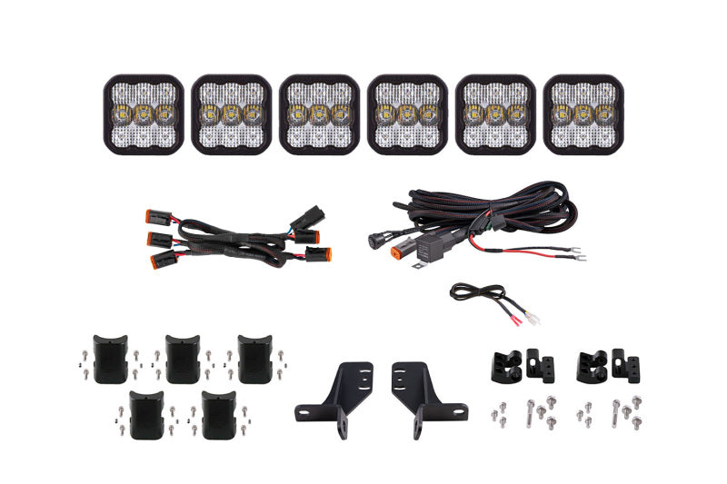 Diode Dynamics Bronco SS5 6-Pod CrossLink Grille Lightbar Kit Sport - White Combo