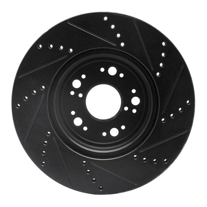 R1 Concepts R1 95-00 Lexus LS400 Front Left Drilled & Slotted Black Brake Rotor