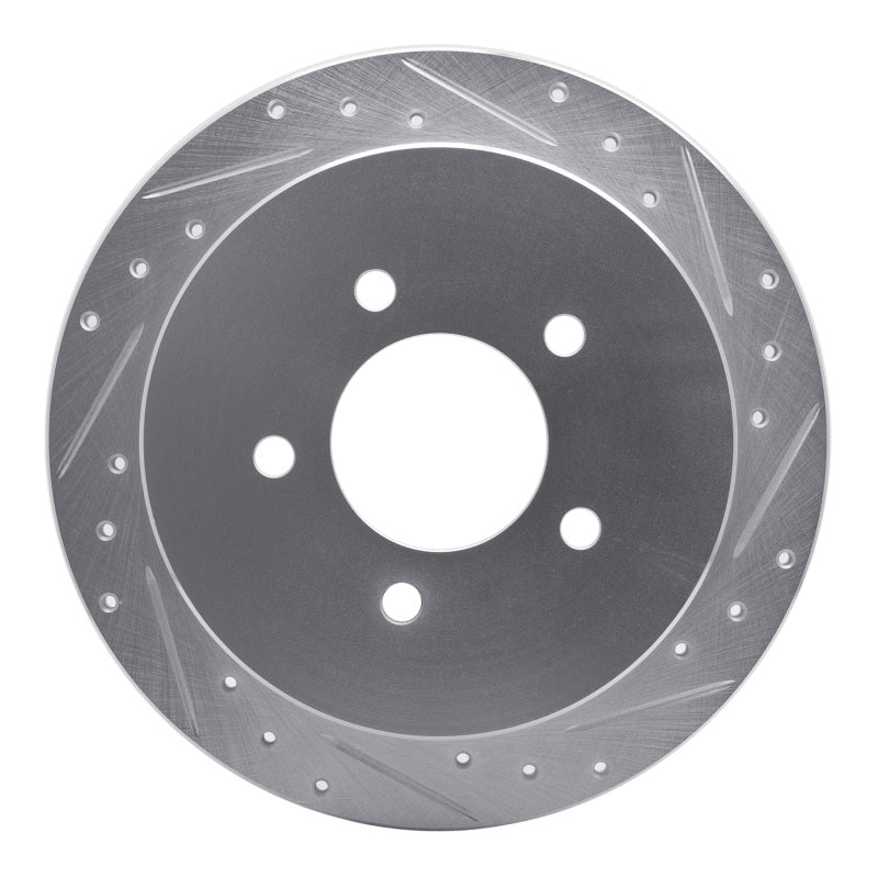 R1 Concepts R1 97-04 Ford F-150 4WD Rear Right Drilled & Slotted Silver Brake Rotor
