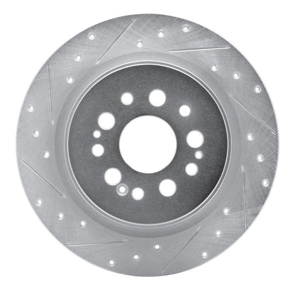 R1 Concepts R1 17-25 Acura RDX Rear Left Drilled & Slotted Silver Brake Rotor