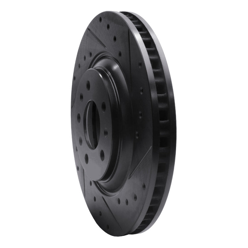 R1 Concepts R1 04-08 Cadillac CTS Front Right Drilled & Slotted Black Brake Rotor