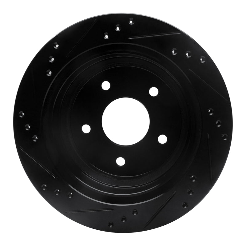R1 Concepts R1 98-05 Chevrolet S10 Rear Right Drilled & Slotted Black Brake Rotor