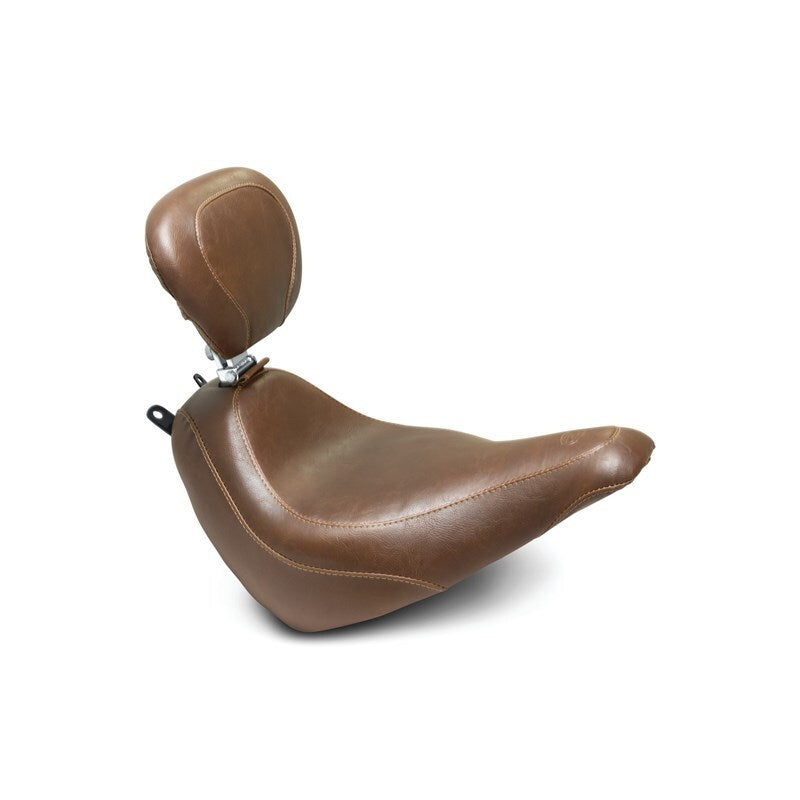 Mustang Motorcycle Mustang 18-21 Harley Heritage Classic, Deluxe Wide Tripper Solo Seat w/Driver Backrest - Brown