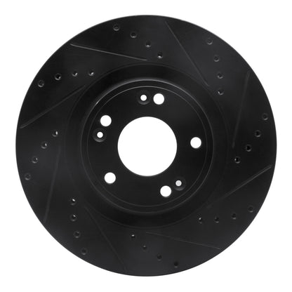 R1 Concepts R1 09-11 Hyundai Genesis Sedan Front Right Drilled & Slotted Black Brake Rotor