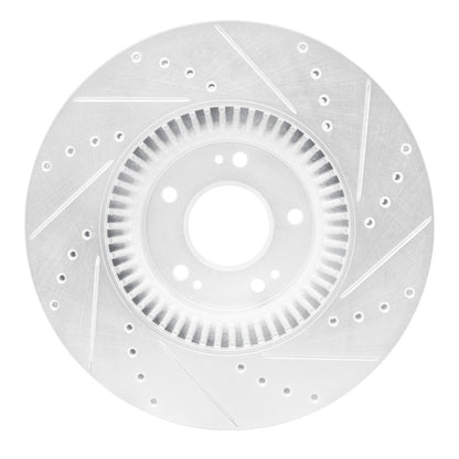 R1 Concepts R1 09-14 Hyundai Genesis Sedan Front Left Drilled & Slotted Silver Brake Rotor