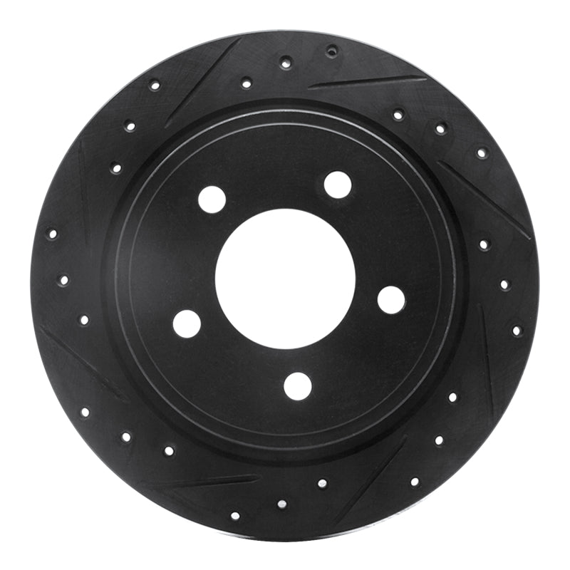 R1 Concepts R1 04-08 Chrysler Pacifica Rear Left Drilled & Slotted Black Brake Rotor