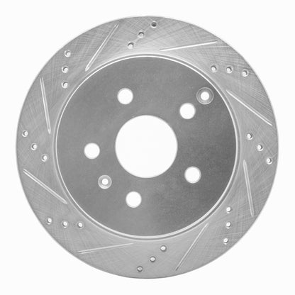 R1 Concepts R1 10-17 Chevrolet Equinox Rear Left Drilled & Slotted Silver Brake Rotor