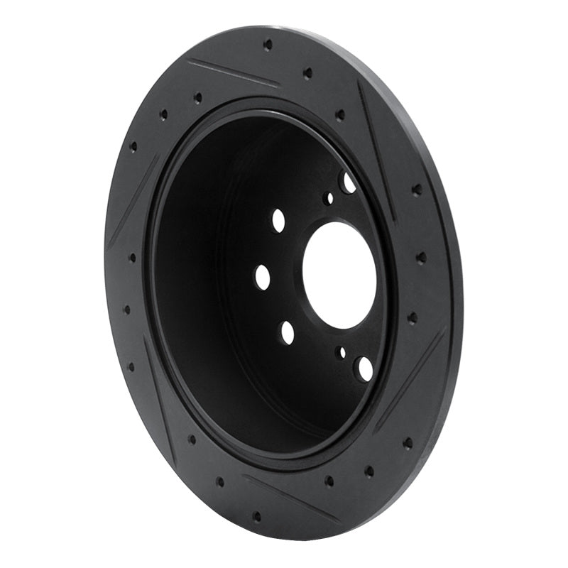 R1 Concepts R1 06-15 Lexus IS250 Rear Left Drilled & Slotted Black Brake Rotor