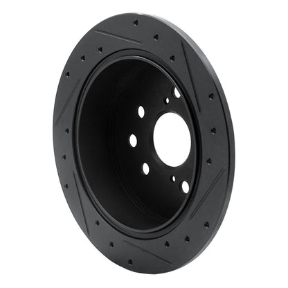 R1 Concepts R1 06-15 Lexus IS250 Rear Left Drilled & Slotted Black Brake Rotor
