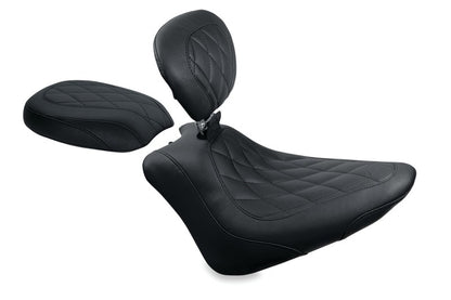 Mustang Motorcycle Mustang 11-13 Harley Blackline, 12-17 Slim/Slim S Wide Tripper Passenger Seat Diamond Stitch - Blac
