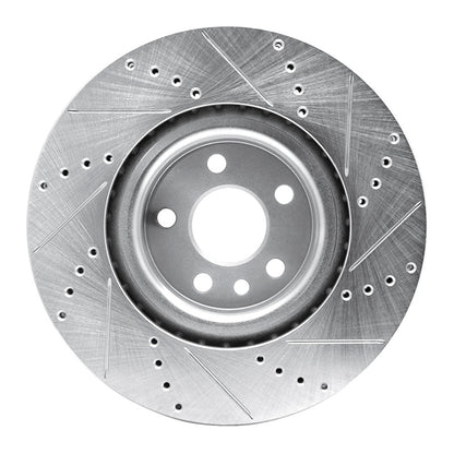 R1 Concepts R1 15-19 Jaguar E-Pace Front Left Drilled & Slotted Silver Brake Rotor