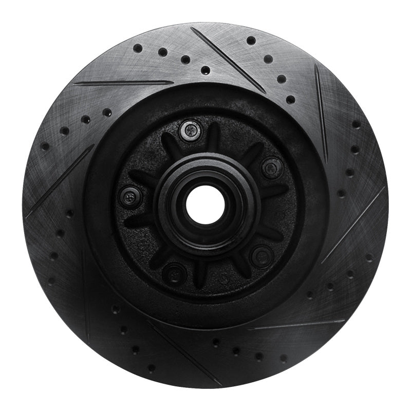 R1 Concepts R1 97-99 Ford F-150 RWD Front Left Drilled & Slotted Black Brake Rotor