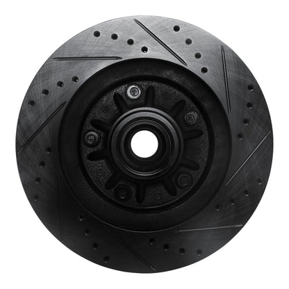 R1 Concepts R1 97-99 Ford F-150 RWD Front Left Drilled & Slotted Black Brake Rotor