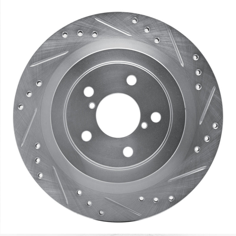 R1 Concepts R1 05-09 Subaru Impreza Rear Right Drilled & Slotted Silver Brake Rotor
