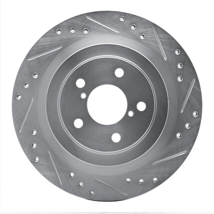 R1 Concepts R1 05-09 Subaru Impreza Rear Right Drilled & Slotted Silver Brake Rotor