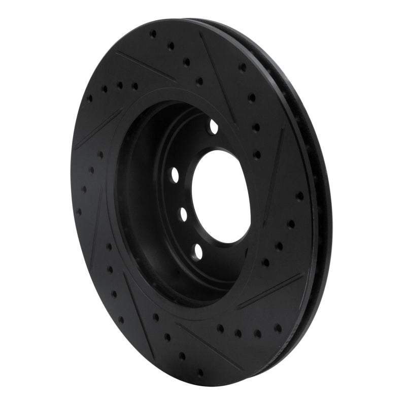 R1 Concepts R1 99-08 BMW 325XI Front Left Drilled & Slotted Black Brake Rotor
