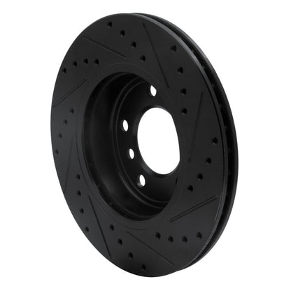 R1 Concepts R1 99-08 BMW 325XI Front Left Drilled & Slotted Black Brake Rotor