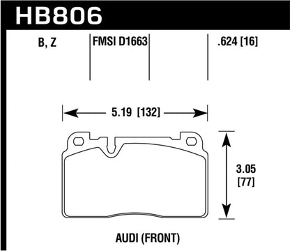 Hawk Performance Hawk 16-17 Audi A6 HPS 5.0 Front Brake Pads