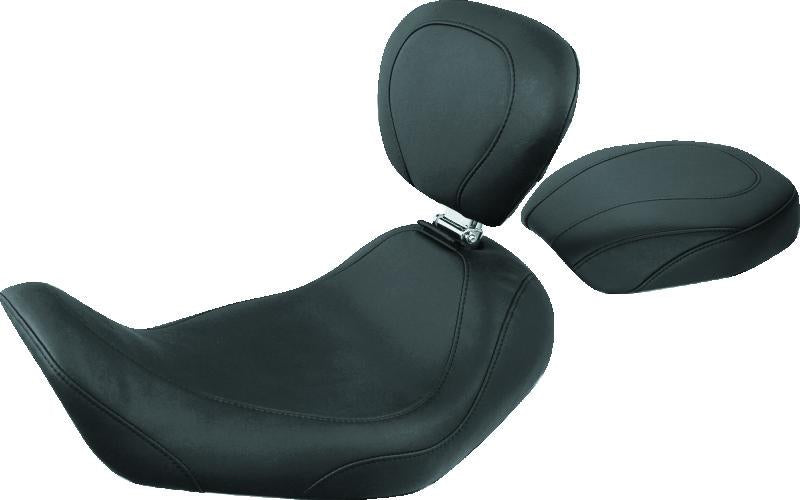 Mustang Motorcycle Mustang 06-17 Harley Dyna Wide Tripper Solo Seat w/Driver Backrest - Black